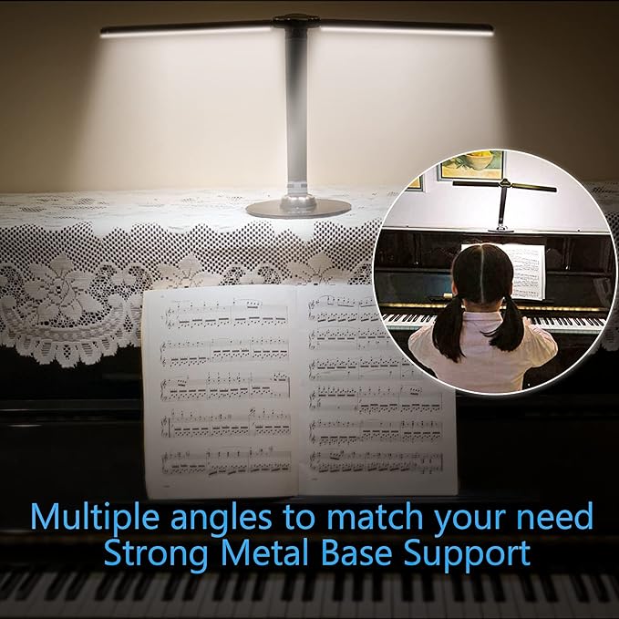 NUNET LED Desk Lamps for Home Office,Piano Lamp for Upright Piano,NULED Rotatable Aluminum Desk Lamp with USB Charging Port,Eye-Caring Reading Light/3 Lighting Modes/Brightness diammable Lamp,Silver - LeafyLoom