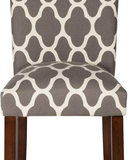 HomePop Parsons Classic Upholstered Accent Dining Chair, Set of 2, Grey and Cream Geometric - LeafyLoom