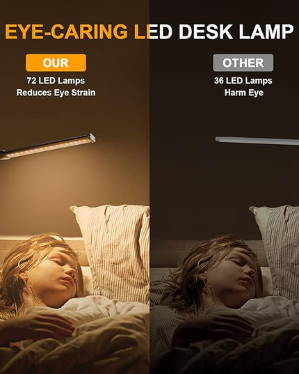 Desk Lamp for Office Home, 5W USB Amber LED Clip on Light, Flexible Gooseneck Clamp Light, 5 Brightness Levels, 4/8/12/18H Auto Timer, Eye-Caring Desk Light for Bedside Office,1600K Color (Metal) - LeafyLoom