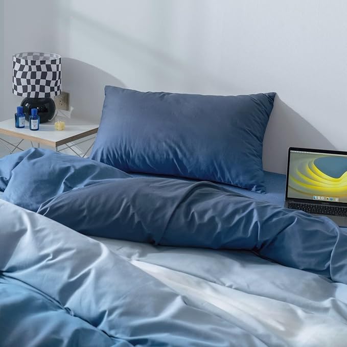 Blue Gradient Comforter Set King Gradient Blue Bedding Comforter Set Multicolor Blue King Bedding Set Cotton Blanket Quilts Blue Color Comforter Set for King Bed - LeafyLoom