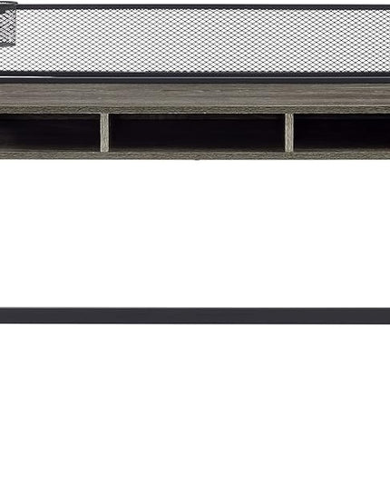 Walker Edison Jones Urban Industrial Metal Mesh Back Writing Desk, 42 Inch, Cerused Ash Grey - LeafyLoom