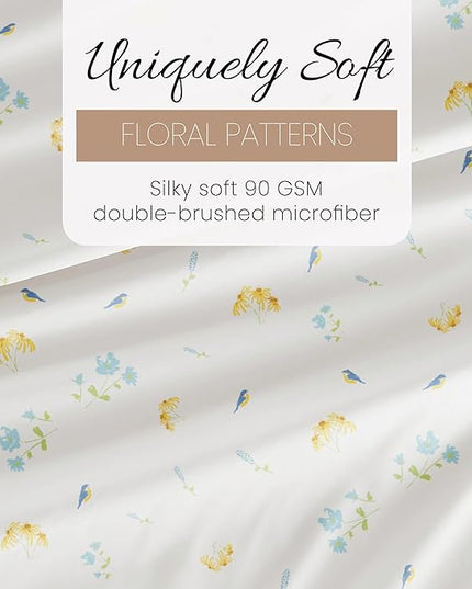 Linen Market 3 Piece Twin Bedding Sheet Set (Light Blue Floral) - Sleep Better Than Ever with These Ultra-Soft & Cooling Bed Sheets for Your Twin Size Bed - Deep Pocket Fits 16" Mattress - LeafyLoom