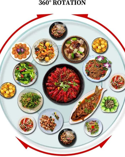 23 Inches Glass Lazy Susan for Table Top, Large Lazy Susan Turntable Fits for Family Gatherings, Banquets, Weddings, and Restaurants Plate Silent & Smooth Spin - LeafyLoom