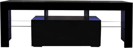 TV Stand Base, Entertainment Center Cabinet with LED Light Media Console for Living Room, Bedroom, 51 Inch, Black - LeafyLoom