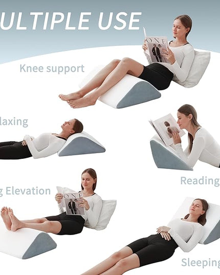 Wedge Pillow for Knee Bed Wedge Pillow for Sleeping, Wedge Pillows for After Surgery Leg Pillow for Sciatica Back Knee Hip Ankles Back Pain Relief - LeafyLoom