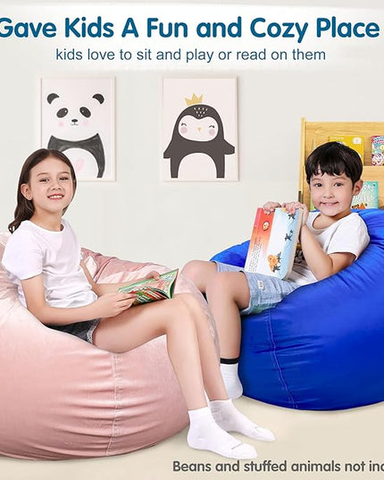 Lukeight Stuffed Animal Storage Bean Bag Chair Cover for Kids, Zipper Beanbag Chair Cover for Organizing Toddler & Kids' Rooms Plush Toys (Solid Blue, X-Large) - LeafyLoom
