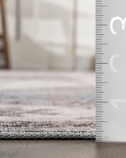 nuLOOM Emani Machine Washable Medallion Ultra Thin Area Rug, 8' x 10', Beige - LeafyLoom