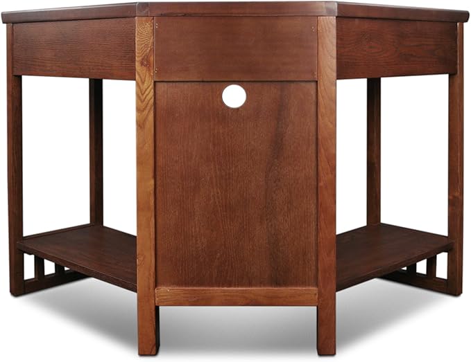 Leick Home 82430 Mission Corner Desk, Writing Computer Desk with Drop Front Keyboard Drawer, for Home Office, Solid Wood, Mission Oak - LeafyLoom