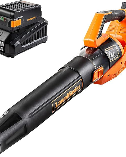 LawnMaster CLBL4016A Cordless Leaf Blower 40V Max with 2.0Ah,Battery Powered Leaf Blower Lightweight for Lawn Care, Leaves and Snow Blowing(Battery & Quick Charger) - LeafyLoom