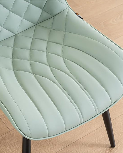 YOUNUOKE Dining Chairs Set of 2 Mid Century Modern Kitchen Chair Comfortable Upholstered Faux Leather Dinner Chairs for Kitchen Dining Room, Mint - LeafyLoom