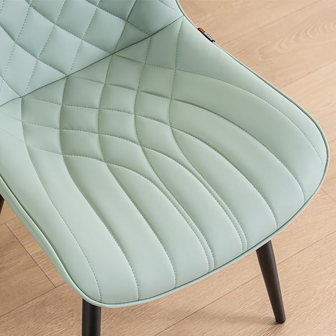 YOUNUOKE Dining Chairs Set of 2 Mid Century Modern Kitchen Chair Comfortable Upholstered Faux Leather Dinner Chairs for Kitchen Dining Room, Mint - LeafyLoom