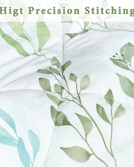 DILIMI Queen Comforter set, 3 Pieces Queen Size Comforter Sets, Reversible Green Comforter Queen, Ultra Soft and Fluffy Bedding Comforter Sets with Comforter, 2 Pillowcase - LeafyLoom