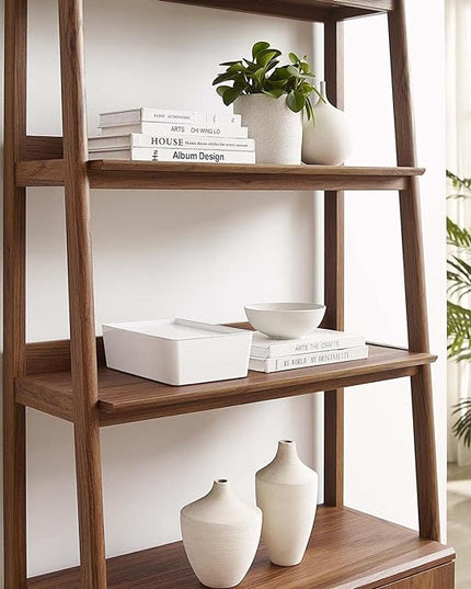 Modway 33" Bookshelf Display Case in Walnut - LeafyLoom
