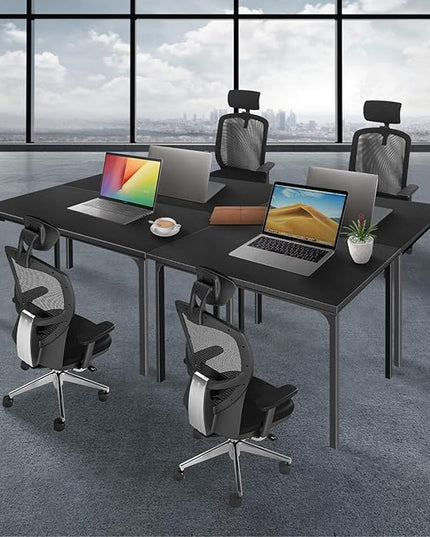 YSSOA 40/47 Inch Computer, Modern Simple Style Home Office, Study Student Writing, Vintage Wooden Desk, Black-Thickened - LeafyLoom