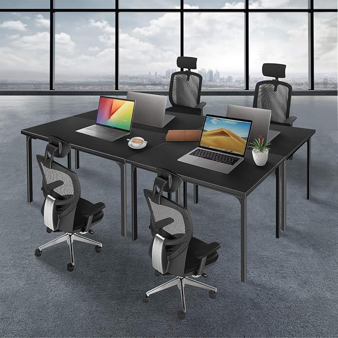 YSSOA 40/47 Inch Computer, Modern Simple Style Home Office, Study Student Writing, Vintage Wooden Desk, Black-Thickened - LeafyLoom