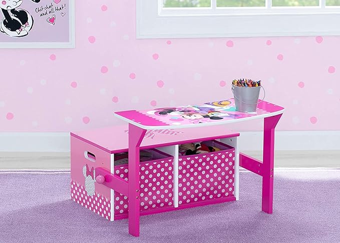 Delta Children Kids Convertible Activity Bench - Greenguard Gold Certified, Disney Minnie Mouse - LeafyLoom