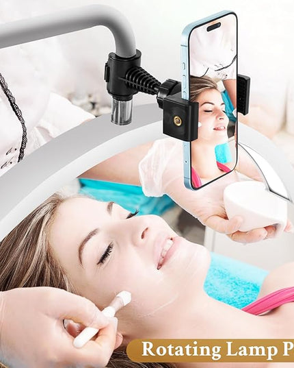 Lash Light for Eyelash Extensions, LED Moon Light Lash Tech,Dimmable Esthetician Light - Adjustable Brightness & Height, Floor Lash Lamp with Phone Holder - Lighting for Beauty/Skincare/Tattoo Artists - LeafyLoom
