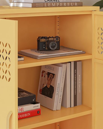 Mr. Kate Annie Short Metal 2 Door Cabinet, Sunny Yellow - LeafyLoom