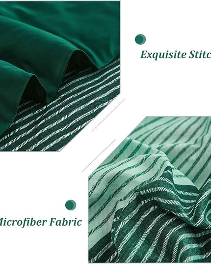 WONGS BEDDING Comforter Set King, Reversible Emerald Green Striped Down Alternative Comforter for King Bed,3 Pieces (1 Comforter+2 Pillowcases), Soft Microfiber Bedding Duvet Set 104"×90" - LeafyLoom