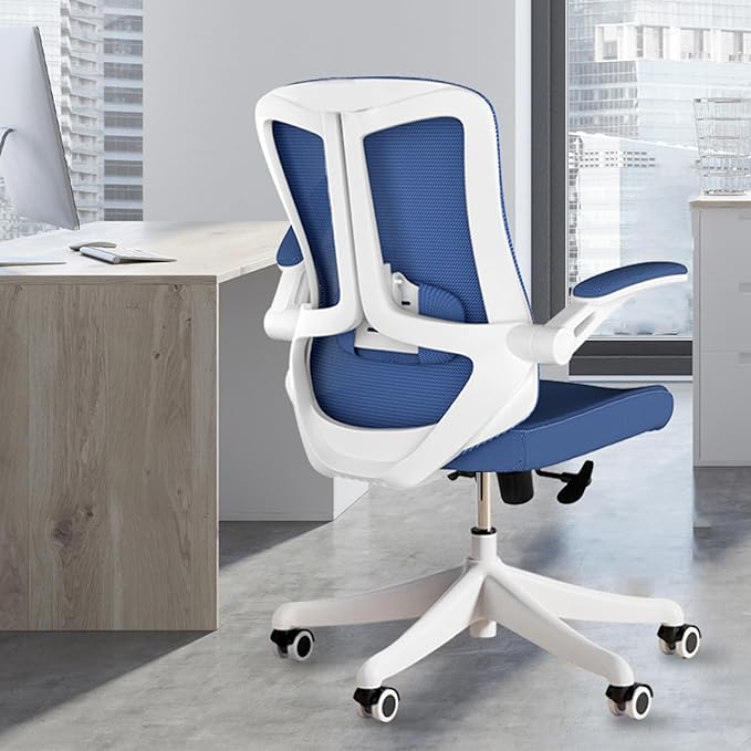 Home Desk Chair Ergonomic Chair with Headrest Study Chair Computer Chair Desk Chair Adjustable Headrest Lumbar Support Office Chair Heavy Duty Office Chair Blue - LeafyLoom