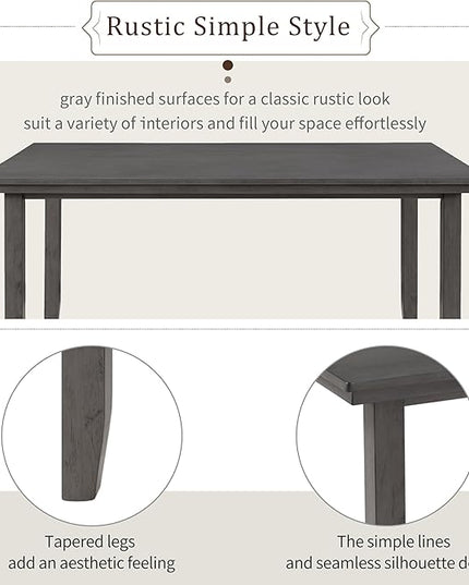 6-Piece Solid Wood Dinette Sets includes Rustic Kitchen Dining Table, 4 Upholstered Chairs & Bench, for Diningroom Living Room, Easy to Assemble, Gray 2 - LeafyLoom