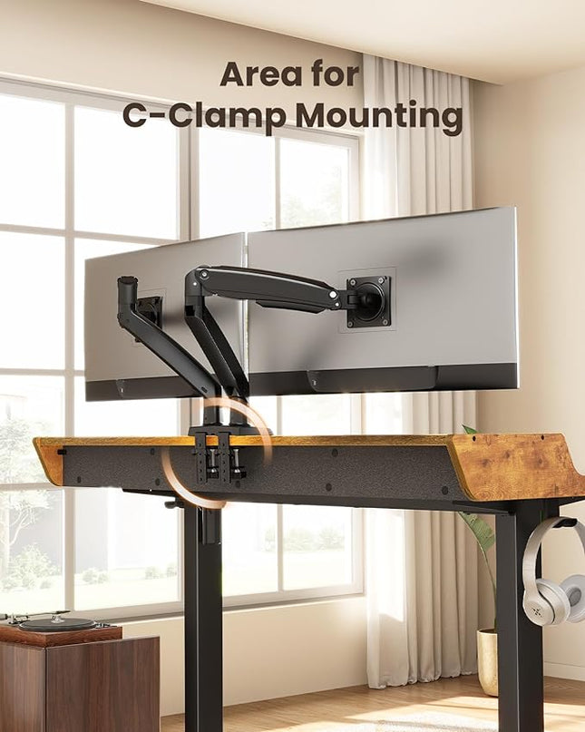 ErGear Electric Standing Desk with Drawers, 63″ x 28″ Gaming Desk with Monitor Stand, C-Clamp Mount Compatible, Home Office Height-Adjustable Desk with Storage Shelf, 4 Preset Heights, Vintage Brown - LeafyLoom