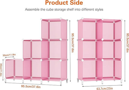 HOMIDEC 6-Cube Storage Shelf, Storage Bookcase Bookshelf with Metal Hammer, Storage Cubes Organizer Cabinet for Kids, Closet, Bedroom, Bathroom, (11.8x11.8x11.8 inch), Light Pink - LeafyLoom