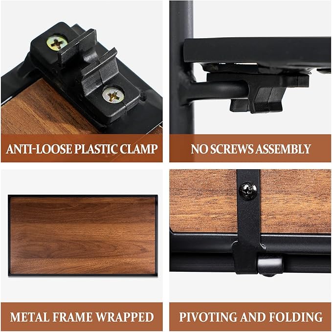 No Assembly Folding Bookshelf, 4 Tier Black Bookshelf, Metal Book Shelf for Storage, Folding Bookcase for Office Organization and Storage, 12.6" D x 22.44" W x 55.51" H - LeafyLoom