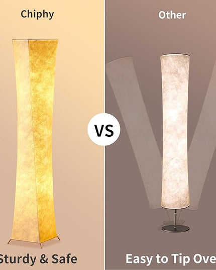 chiphy Floor Lamp, Dimmable 61" Tall Standing Lamp, 3 Levels Adjustable Brightness 12Wx2 LED Bulbs, Column Floor Light w/White Fabric Shade, Home Decor for Living Room, Bedroom, Kids Room - LeafyLoom