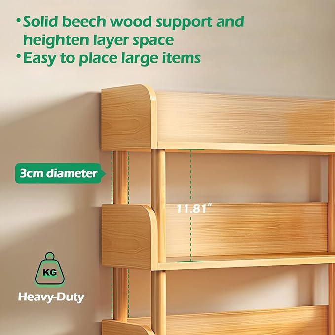 4-Tier Wooden Open Bookcase - Modern Display Bookshelf with Top Edge and Solid Wood Frame for Home and Office, Storage Cabinet, Oak - LeafyLoom
