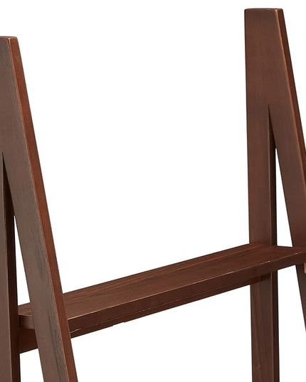 Amazon Basics Modern 5-Tier Ladder Bookshelf Organizer, Solid Rubberwood Frame, Walnut Finish, 14" D x 24.8" W x 70.1" H - LeafyLoom