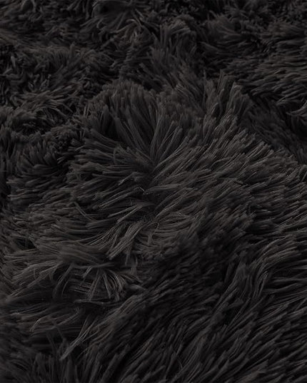 Ultra Soft Black Faux Fur 3 Piece Queen Comforter Set - Plush Fluffy Bedding With Duvet Cover and 2 Pillowcases - LeafyLoom