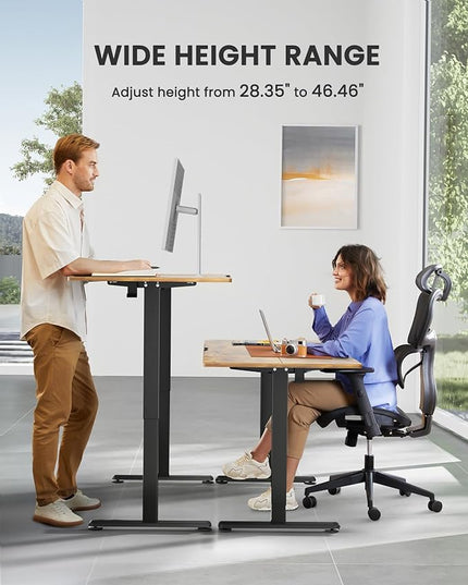 ErGear Height Adjustable Electric Standing Desk, 48 x 24 Inches Sit Stand up Desk, Memory Computer Home Office Desk (Vintage Brown) - LeafyLoom