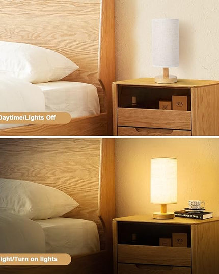 Table Lamp for Bedroom - Small Beside Touch Lamps for Night Stands Home Office - Minimalist Design Warm Light Mini Boho Lamp - Fits in Kids,Living,Nursey Room,College Dorm - Awesome Gift Choice - LeafyLoom