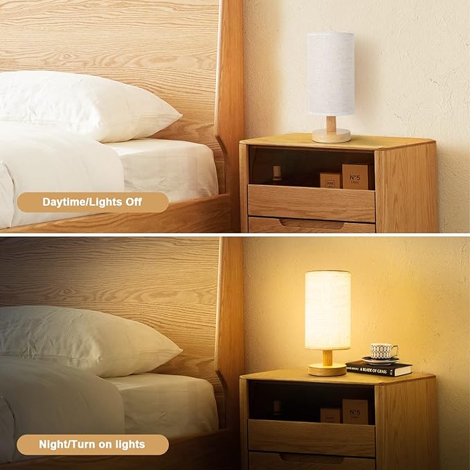 Table Lamp for Bedroom - Small Beside Touch Lamps for Night Stands Home Office - Minimalist Design Warm Light Mini Boho Lamp - Fits in Kids,Living,Nursey Room,College Dorm - Awesome Gift Choice - LeafyLoom