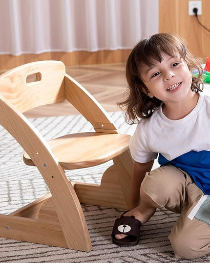 HOUCHCIS Toddler Chair, Wooden Toddler Chair for Kids, Adjustable Kids Chairs for Toddlers, Toddler Chairs and Small Chair, Kids Chair (Wooden) - LeafyLoom