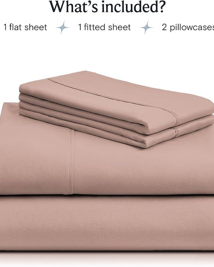 LuxClub Twin XL Sheets - Soft Twin Bed Sheets for-Boys-and-Girls-4 PC Deep Pockets 18" Eco Friendly Wrinkle Free-Kids-Fitted Sheets Machine Washable Hotel Bedding Silky Soft - Pearl Pink Twin XL - LeafyLoom