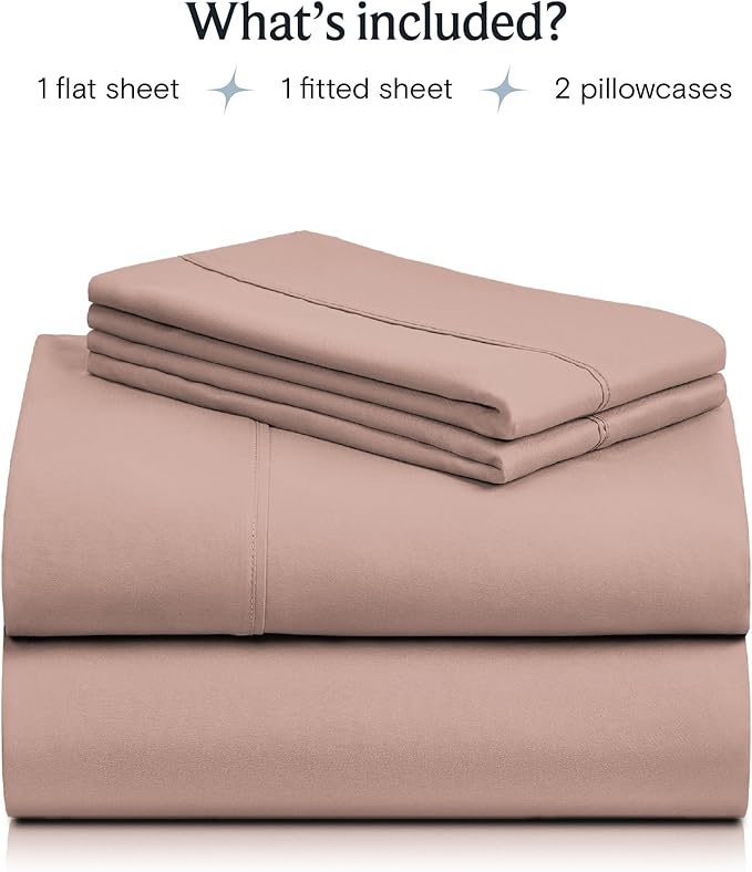 LuxClub Twin XL Sheets - Soft Twin Bed Sheets for-Boys-and-Girls-4 PC Deep Pockets 18" Eco Friendly Wrinkle Free-Kids-Fitted Sheets Machine Washable Hotel Bedding Silky Soft - Pearl Pink Twin XL - LeafyLoom