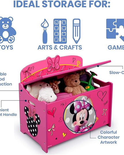 Delta Children Deluxe Toy Box, Disney Minnie Mouse - LeafyLoom