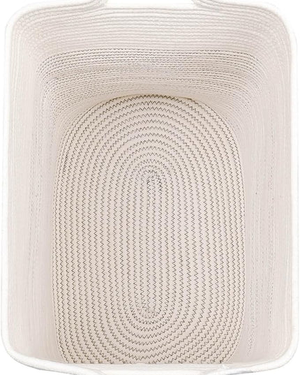 Cloth Large Blanket Basket,Storage Basket Bins Rectangle Small Woven Baskets for Storage, Nursery Cotton Rope Basket Living Room, Toy Basket For Organizing, Clothes Laundry Baskets set of 2 - LeafyLoom