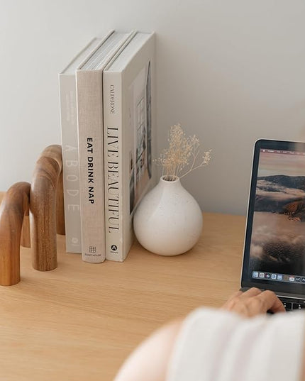 Wood Arch Bookshelf Decor - Shelf Decor Accents, Coffee Table Decor Items, Modern Home Decor, Entryway Decor, Decorative Objects, Coffee Table Decorations Living Room, Desk Decor Aesthetic - LeafyLoom