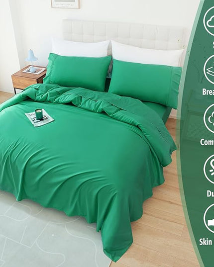 Whitney Home Textile King Sheet Set - 4 Piece Luxury Cooling Bed Sheets for King Size Bed, Silky Soft Sheets 16" Deep Pocket, Hotel Bedding Sheets and Pillowcases, Wrinkle Free Oeko-Tex Sheets - LeafyLoom