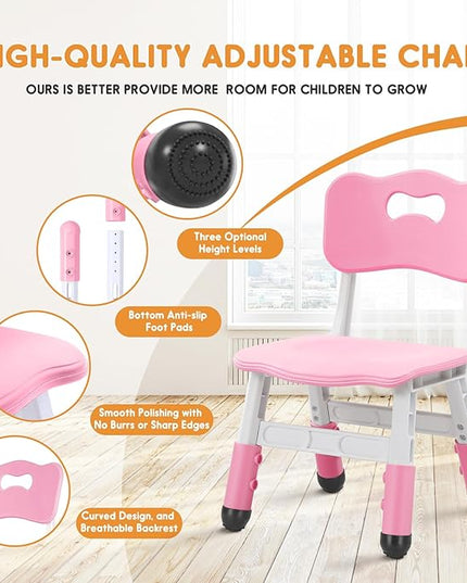 kids chair adjustable height Children chairs suitable for Children age 2-8 with foot covers for home classroom kindergarten and children's venues two-pack - LeafyLoom