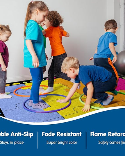 Booooom Jackson Classroom Rug Elementary Classroom Carpet 6'5"x8'5"Preschool Rugs Colorful Puzzle Seating Rug with Non-Slip Backing School Classroom Kid Rug (PzPK-2620) - LeafyLoom