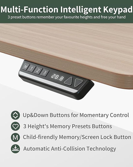 FEZIBO 75 Inches Triple Motor L Shaped Standing Desk Reversible, Electric Height Adjustable Corner Stand up Desk, Sit Stand Desk Computer Workstation, White Frame/Light Walnut Top - LeafyLoom