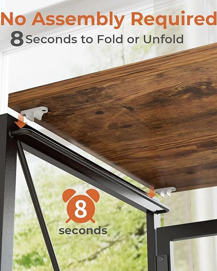Coavas 31.5 inch Folding Desk No Assembly Required, Writing Computer Desk Space Saving Foldable Table Simple Home Office Desk, Slippy Vintage Brown - LeafyLoom