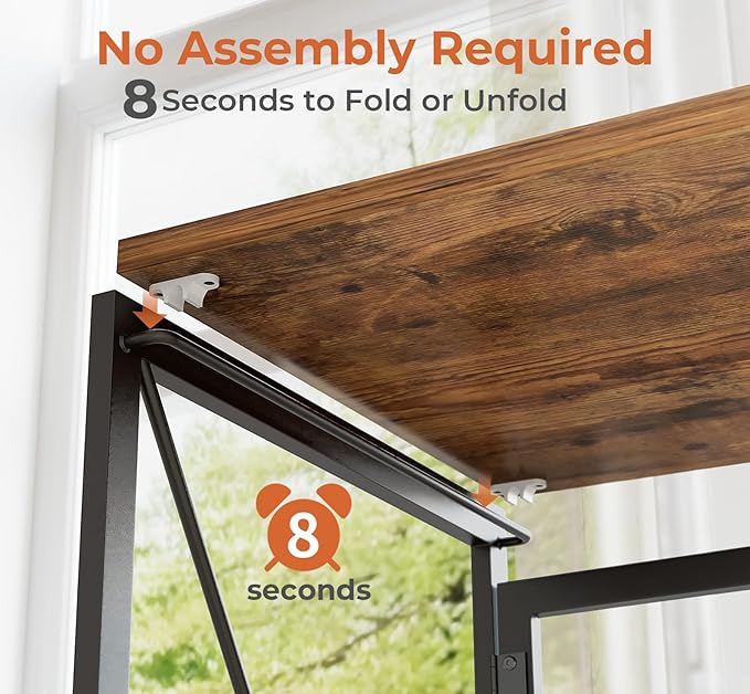 Coavas 31.5 inch Folding Desk No Assembly Required, Writing Computer Desk Space Saving Foldable Table Simple Home Office Desk, Slippy Vintage Brown - LeafyLoom