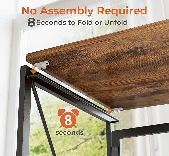 Coavas 39.4 inch Folding Desk No Assembly Required, Writing Computer Desk Space Saving Foldable Table Simple Home Office Desk, Slippy Vintage Brown - LeafyLoom