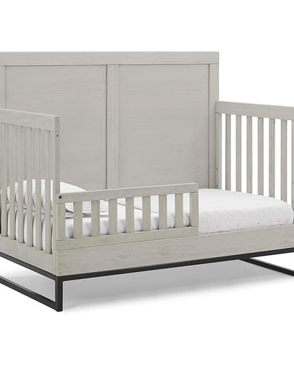 Simmons Kids Foundry 6-in-1 Convertible Baby Crib, Rustic Mist with Matte Black - LeafyLoom