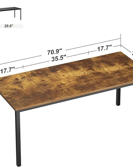 Need Large Computer Desk 70.8 x 31.5 inches Conference Table Large Office Desk Writing Table Workstation for Home Office,Rustic Brown & Black 10FJGSAC3-180FG-ND - LeafyLoom